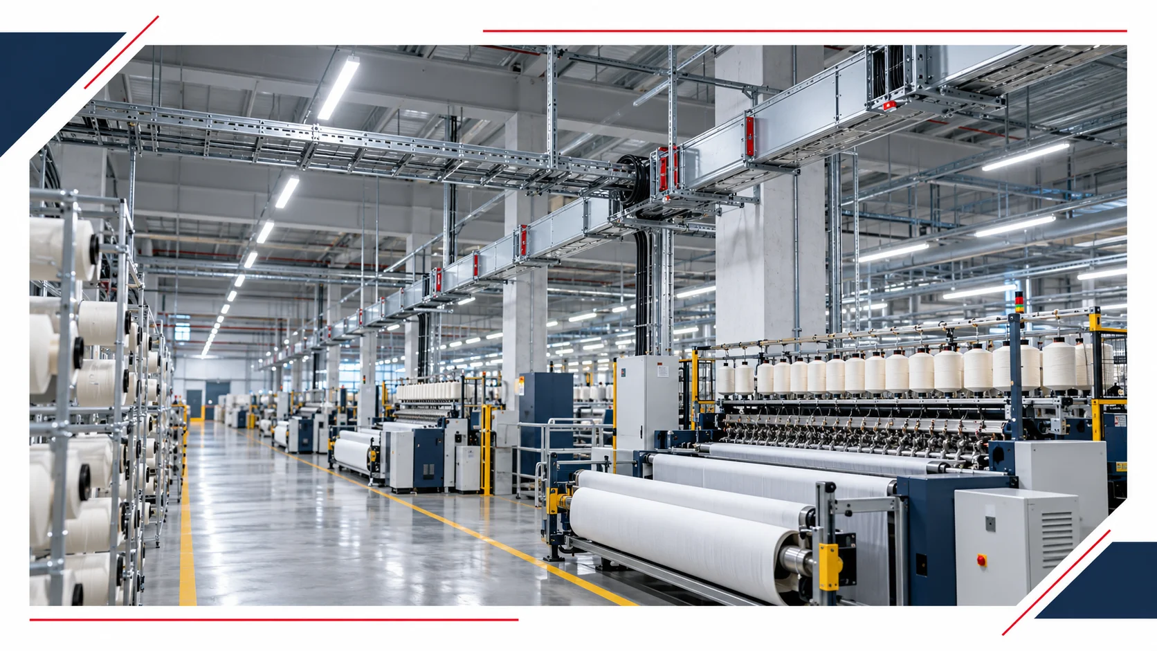 Factory production area and electrical infrastructure — AI-generated illustration